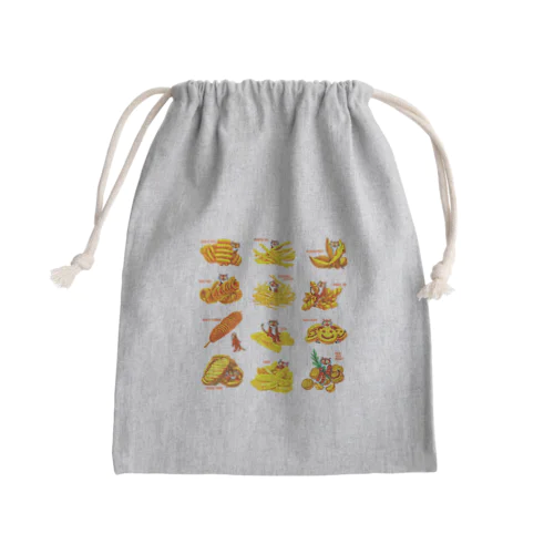 フライドポテトたちとトラちゃんたち Mini Drawstring Bag