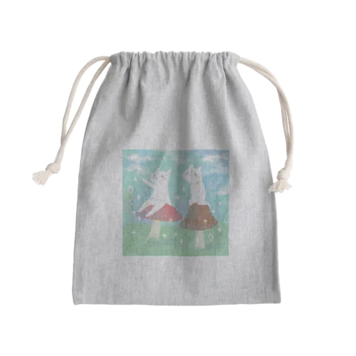 キノコと白い生き物 Mini Drawstring Bag