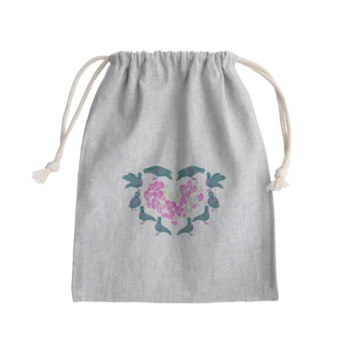 鳩ハート Mini Drawstring Bag