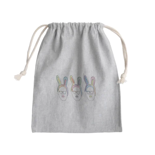 小林うさぎ三連 Mini Drawstring Bag