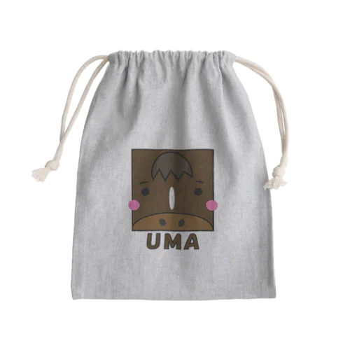 イラスト605 四角い馬　青毛 Mini Drawstring Bag