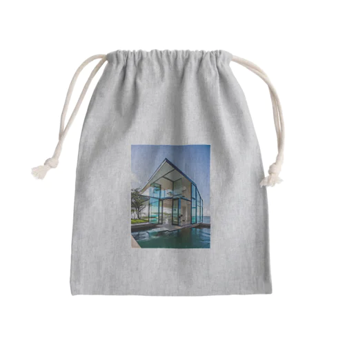 オーシャンビュー　海に浮いた透明グラスハウス Mini Drawstring Bag