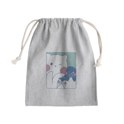 かわいいポーズのしろぎんしま Mini Drawstring Bag