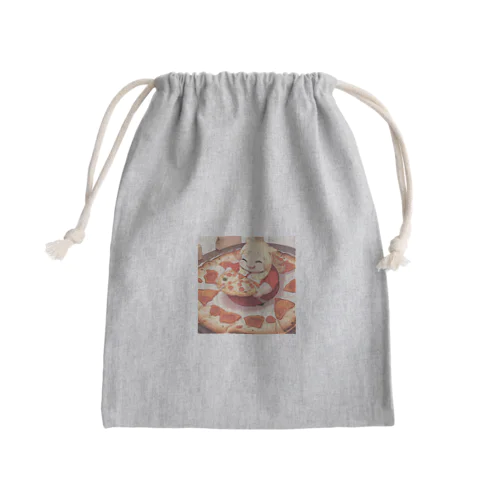 ピザを食べるデブ Mini Drawstring Bag