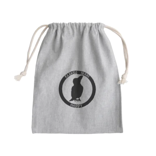 カラス日記ロゴ入りシルエットハッピー Mini Drawstring Bag