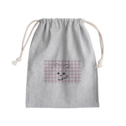 わんこA♡ギンガム Mini Drawstring Bag