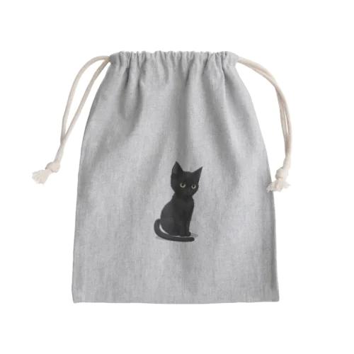 黒猫ボッチ Mini Drawstring Bag