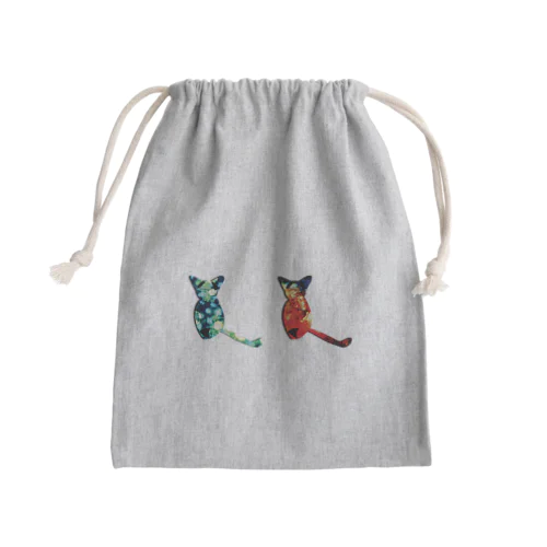 青い猫赤い猫 Mini Drawstring Bag