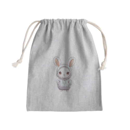 パーカーを着ているうさぎちゃん Mini Drawstring Bag