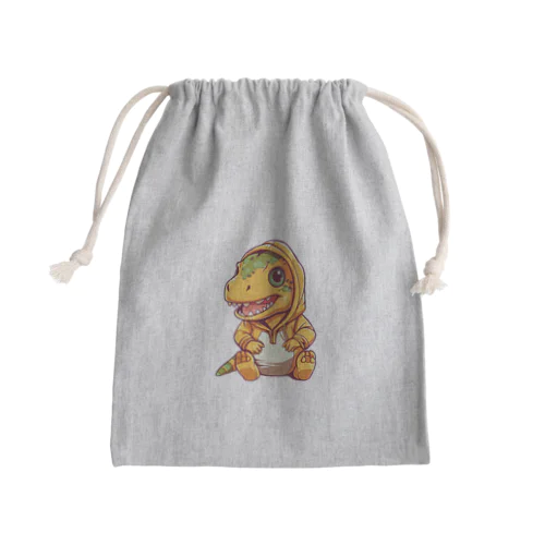 パーカーを着たティラノサウルス Mini Drawstring Bag