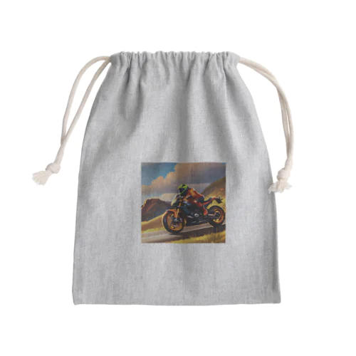 バイクで走る Mini Drawstring Bag