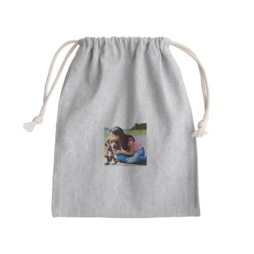 可愛い犬と少女 Mini Drawstring Bag