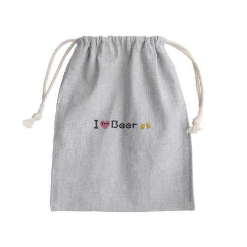 let's enjoy 【I Love Beer】 Mini Drawstring Bag