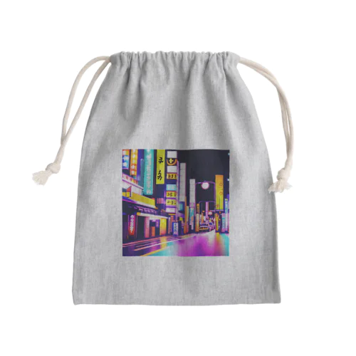 怪しく輝くネオンの街 Mini Drawstring Bag