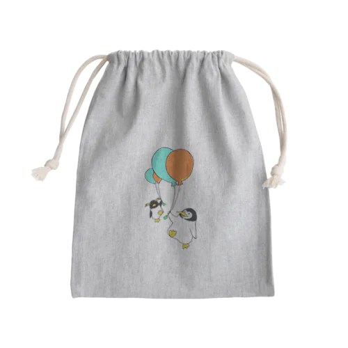 空とぶペンギン Mini Drawstring Bag