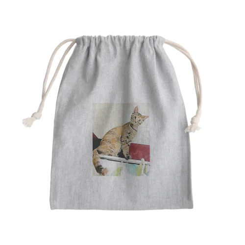 カーテンレールからニャンコ🐱 Mini Drawstring Bag