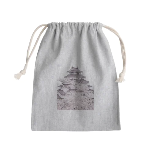 シロと桜 Mini Drawstring Bag