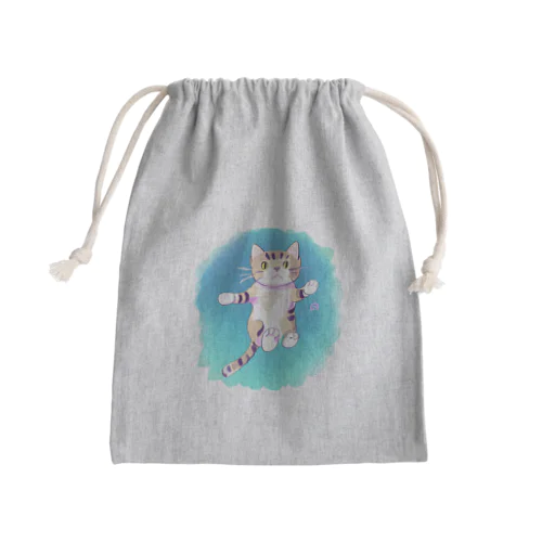 猫の大ジャンプ Mini Drawstring Bag