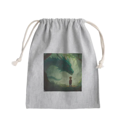 八恩森の守り緑愛龍と少年 Mini Drawstring Bag