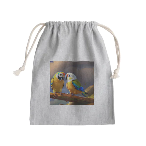 仲睦まじいインコたち Mini Drawstring Bag