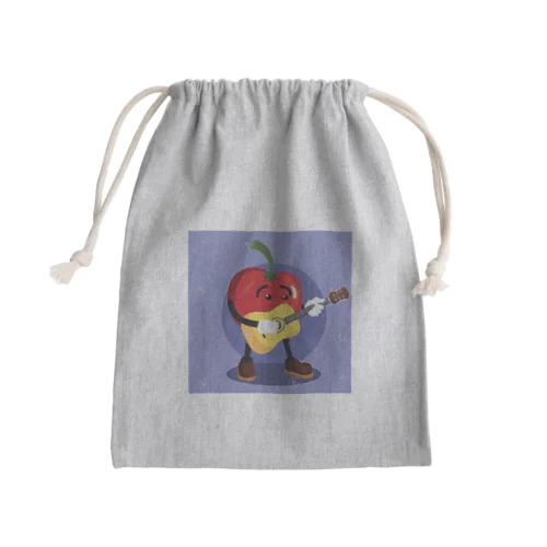 イラストのギターを弾くトマトくん Mini Drawstring Bag