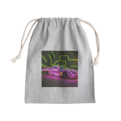 ネオンライトのスポーツカー Mini Drawstring Bag