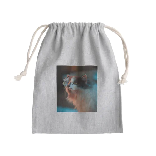 猫と蝶の友情 Mini Drawstring Bag