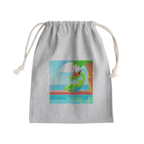 休暇中のドラゴン Mini Drawstring Bag