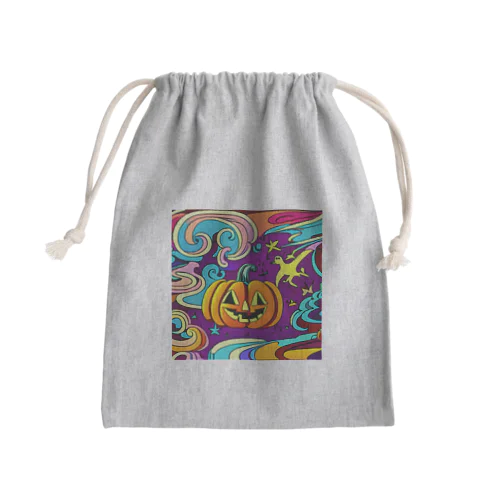 ハロウィン、カボチャとアヒル Mini Drawstring Bag