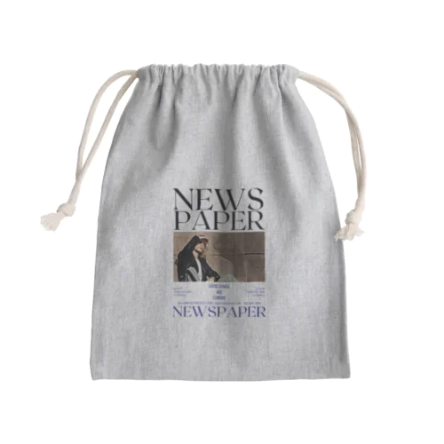 NEWS PAPER Mini Drawstring Bag