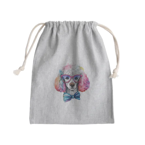 プードルめがね Mini Drawstring Bag