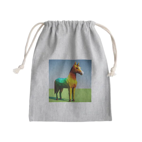 カラフルにたたずむ馬 Mini Drawstring Bag