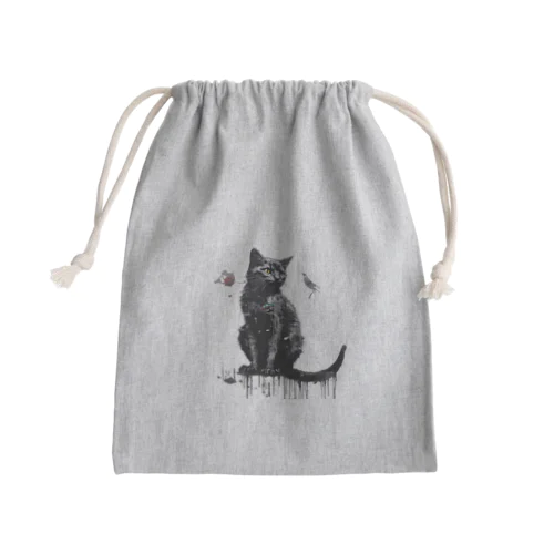 道端に描かれていそうな猫 Mini Drawstring Bag