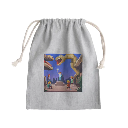 恐竜と子供 Mini Drawstring Bag