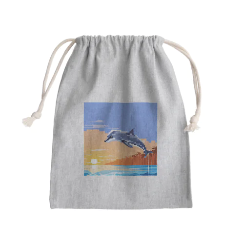 ドット絵のイルカ Mini Drawstring Bag