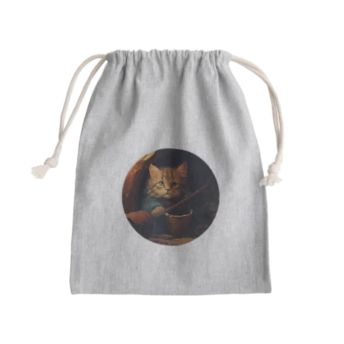 土管に住み着いた野良猫 Mini Drawstring Bag