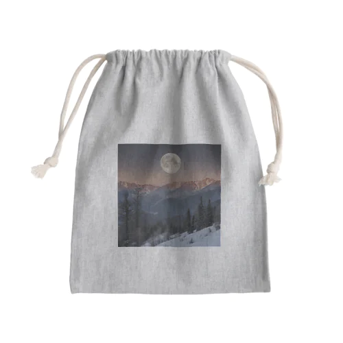山から昇る月 Mini Drawstring Bag