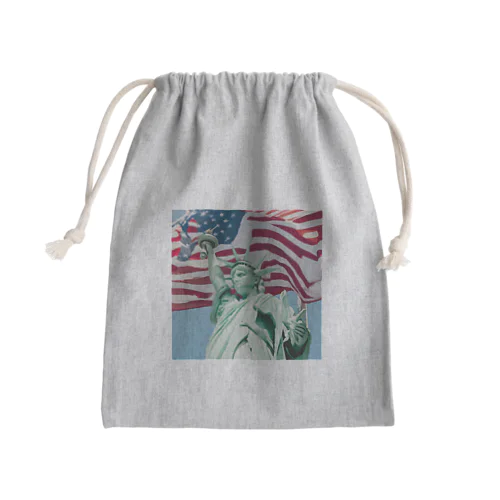 自由の女神とアメリカ国旗 Mini Drawstring Bag