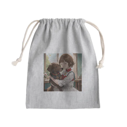 少女と愛犬 Mini Drawstring Bag