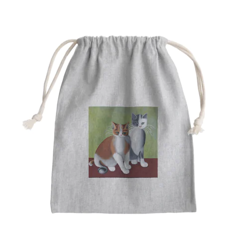 二匹の猫 Mini Drawstring Bag