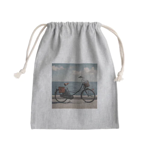 自転車と海 Mini Drawstring Bag