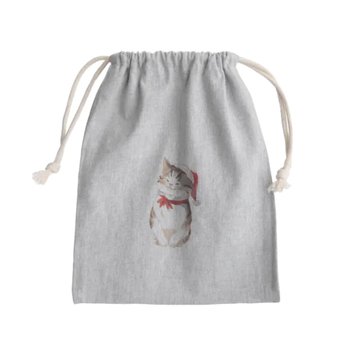 可愛い猫サンタが運ぶ幸せ Mini Drawstring Bag