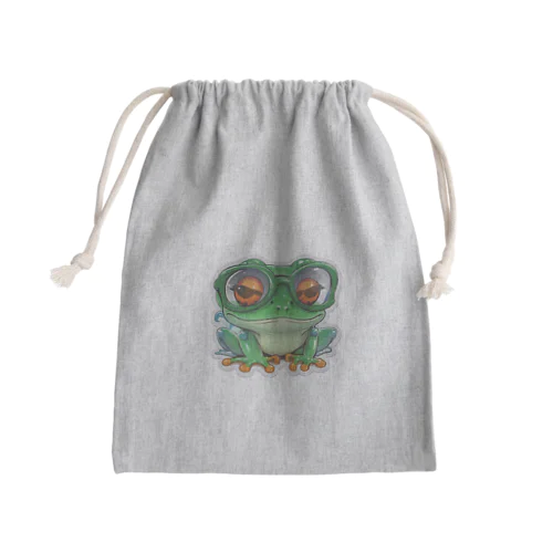 知的な眼鏡カエル Mini Drawstring Bag