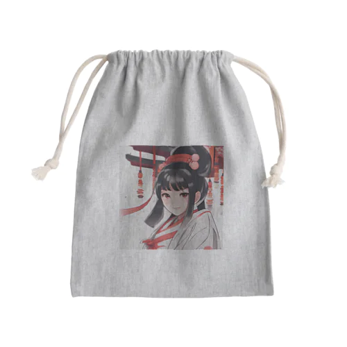 巫女服を着た綺麗なポニーテール女性のグッズ Mini Drawstring Bag