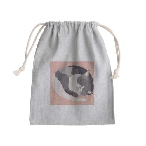 寝ている猫のイラスト Mini Drawstring Bag