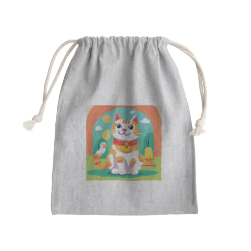 愛くるしい招き猫 Mini Drawstring Bag