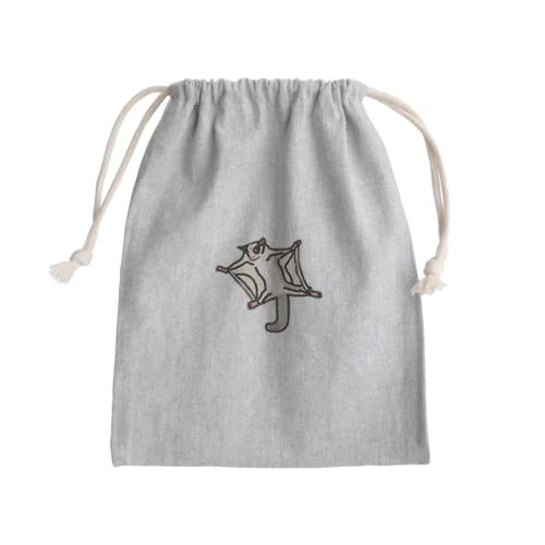 モモンガと花柄アニマルカフェのロゴ入り。 Mini Drawstring Bag