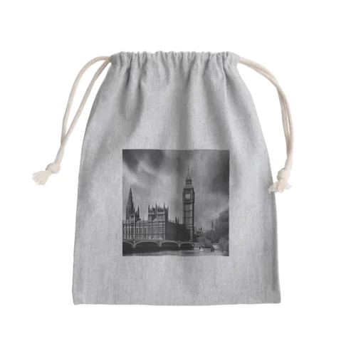 モノクロ　世界遺産　ウェストミンスター宮殿　ビッグベン Mini Drawstring Bag