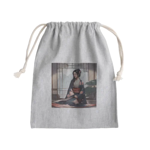 浴衣を着た黑髪ロングヘアの綺麗な女性③ Mini Drawstring Bag