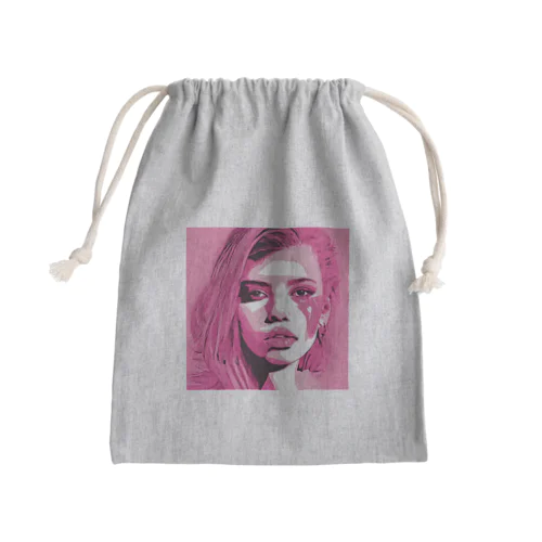 pink girl Mini Drawstring Bag